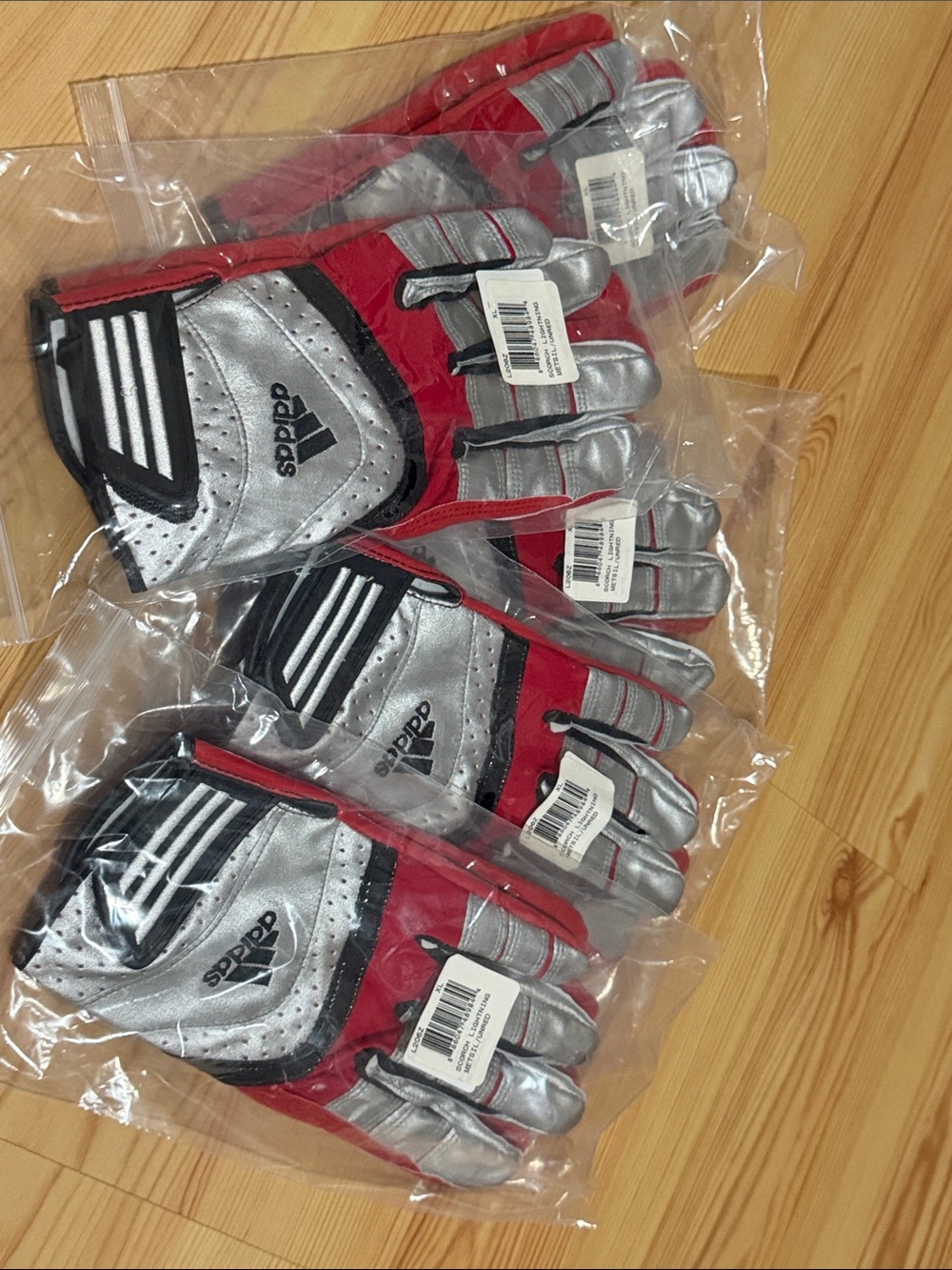 adidas pro model football gloves XL Red silver set of 5 (you will get 5 pairs )